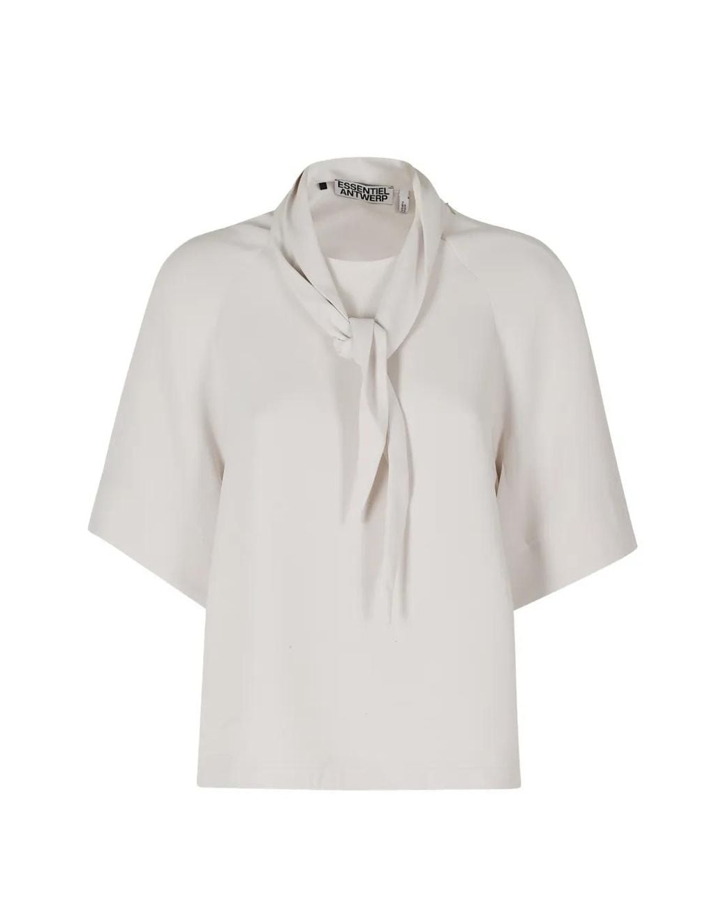 Essentiel Antwerp White Kassie Tie-Neck T-Shirt