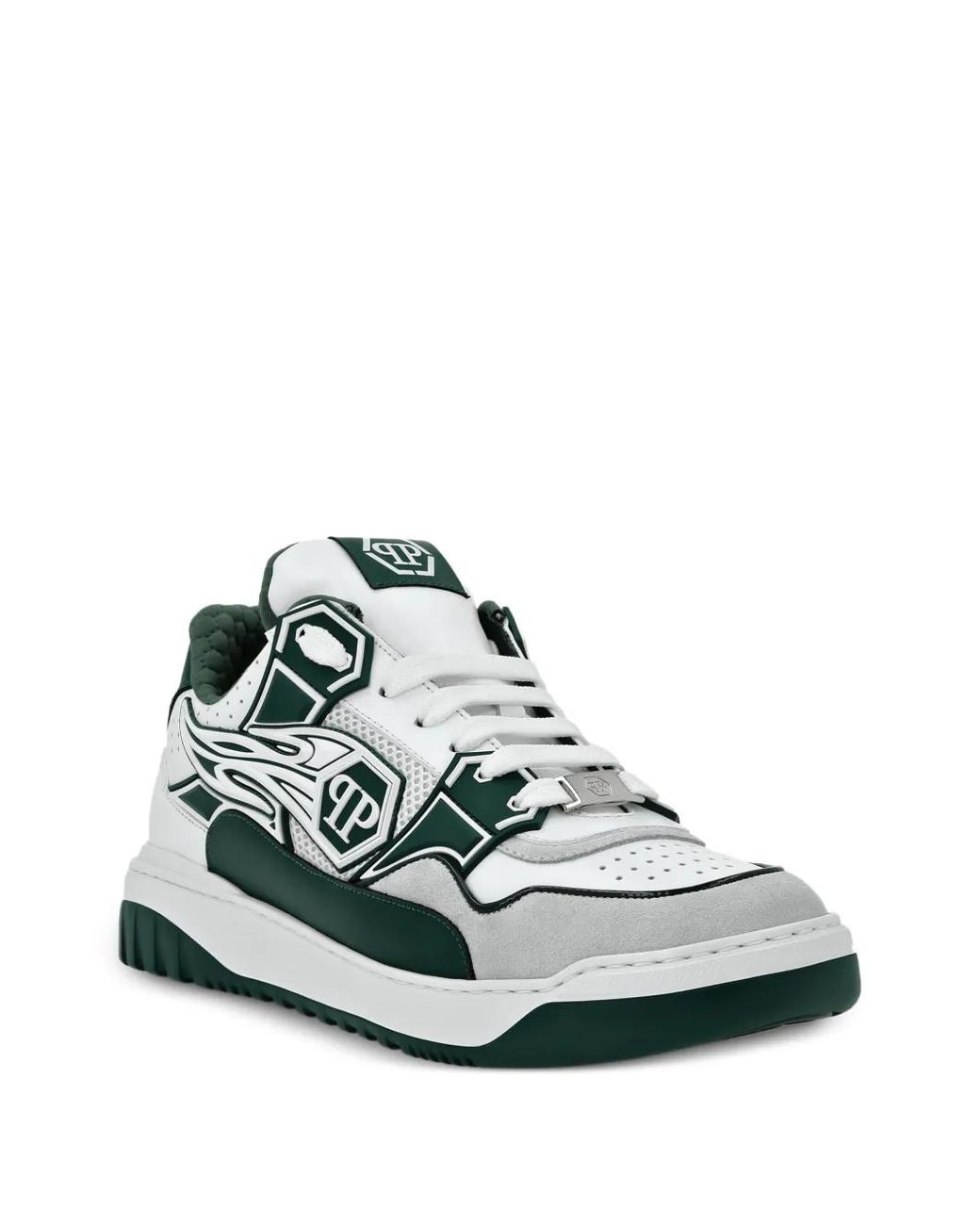 Philipp Plein Green Logo-Patch Low-Top Sneakers for men
