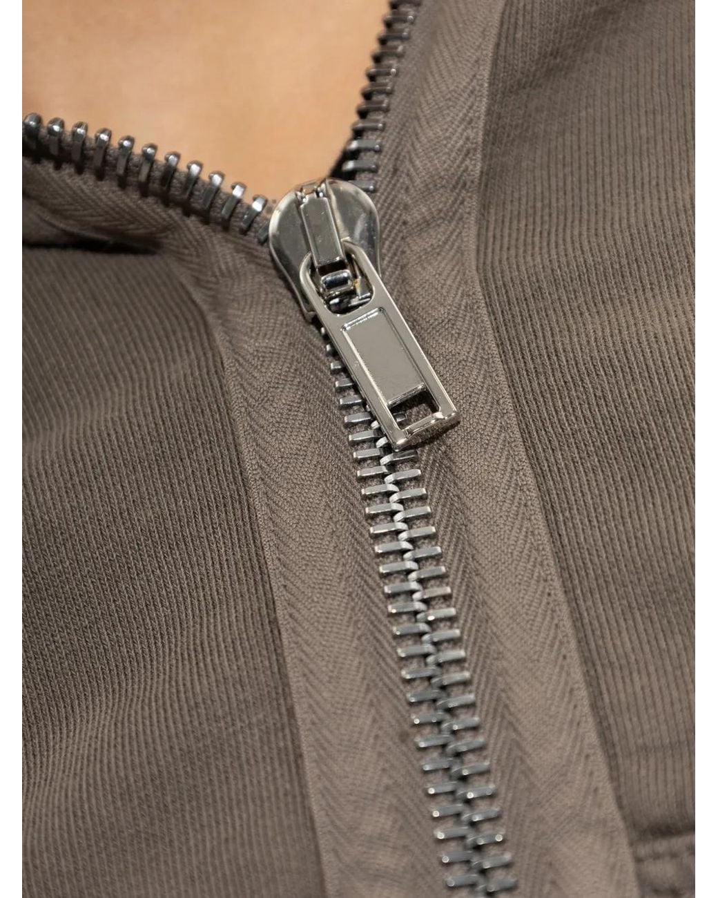 Rick Owens Gray Cropped Zip-Up Hoodie