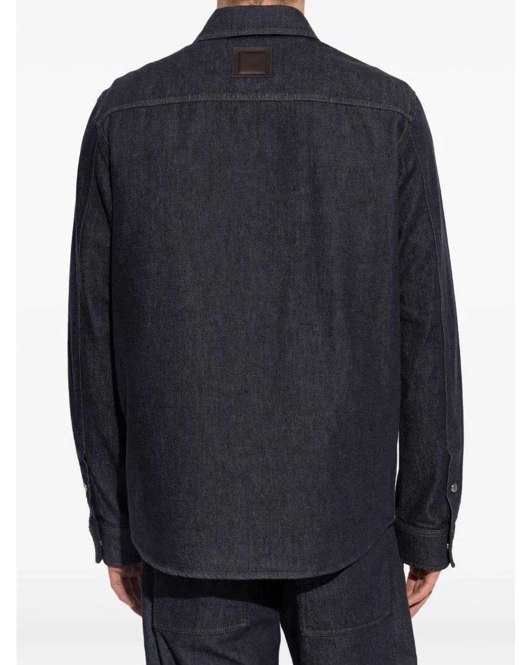 Moncler Blue Denim Long-Sleeved Shirt for men