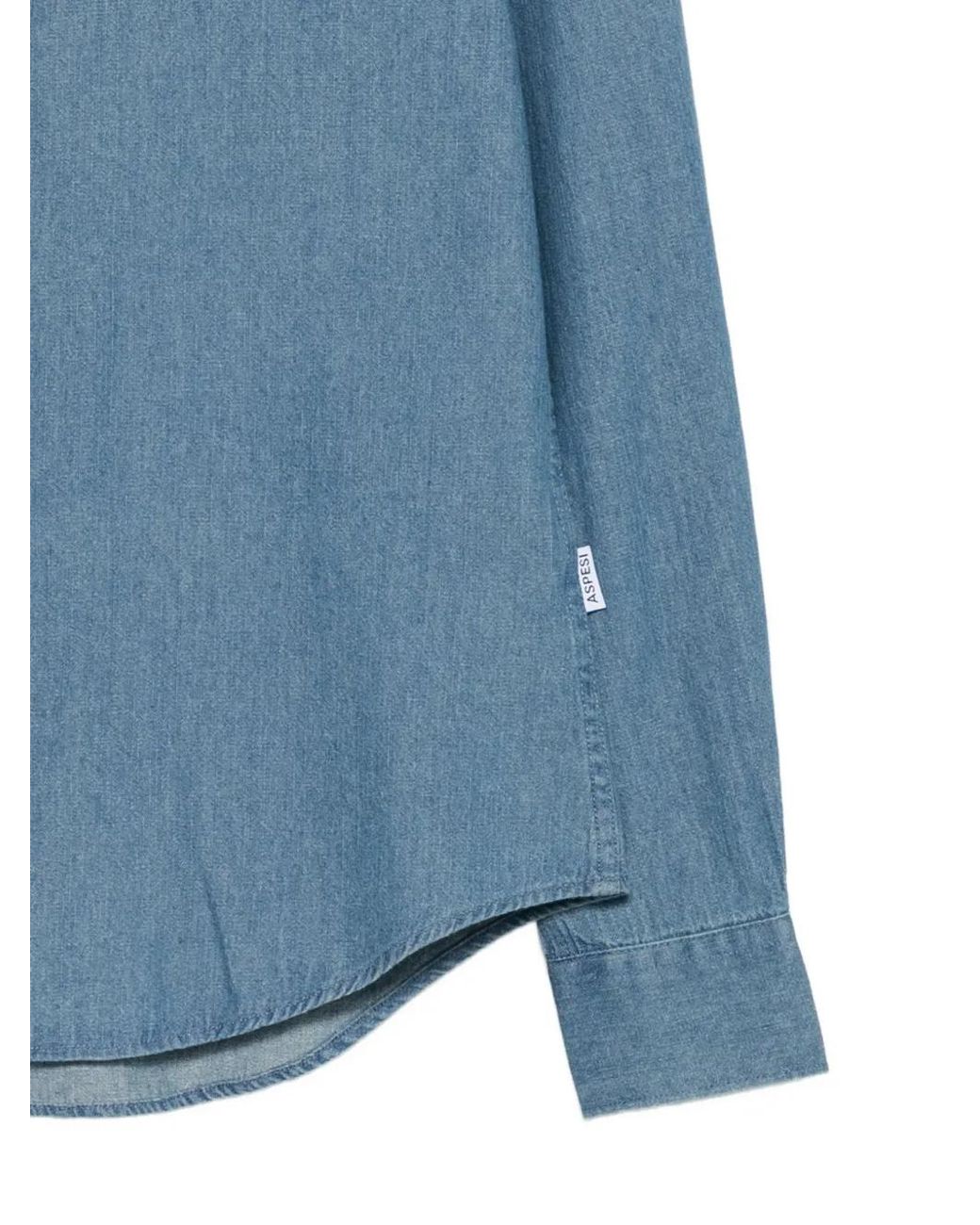 Aspesi Blue Button-Down Denim Shirt