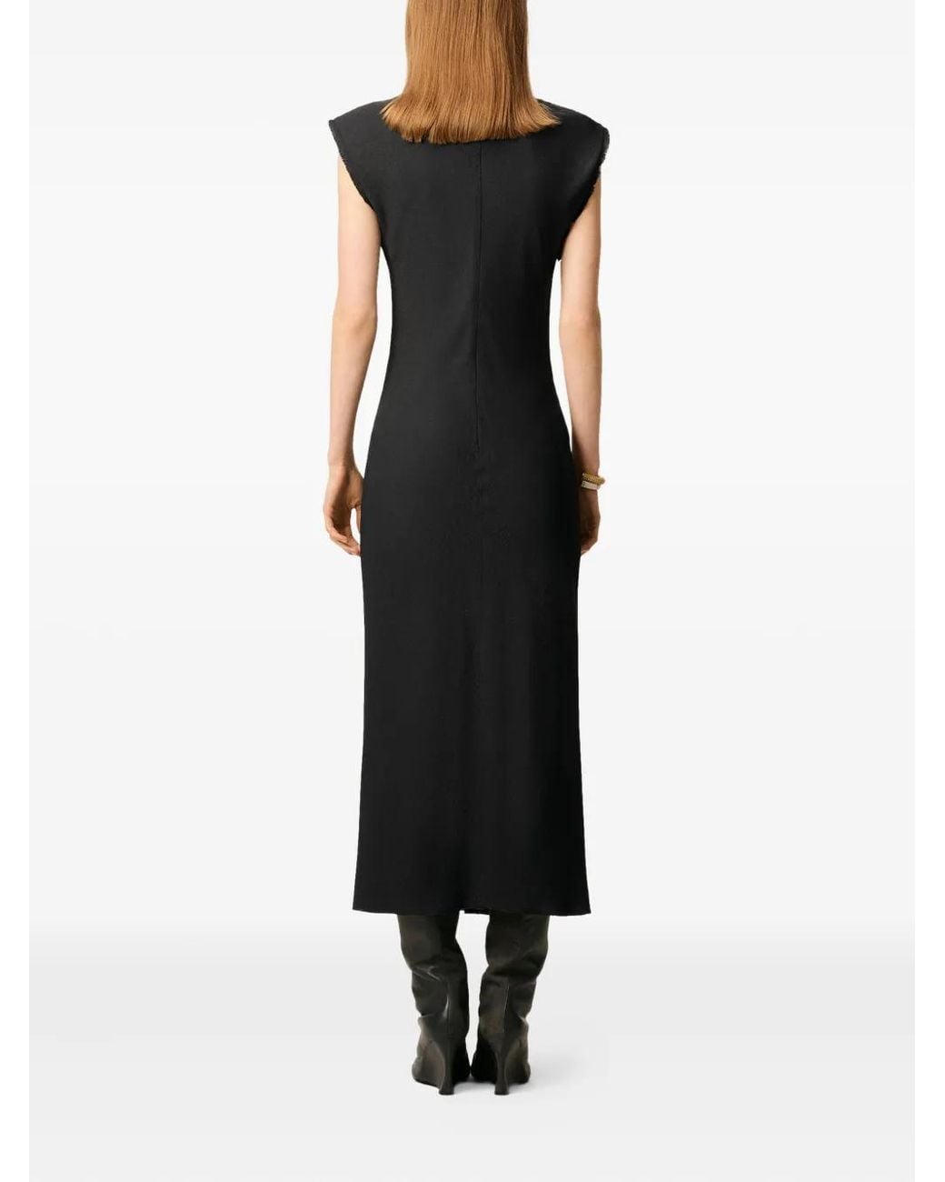 AMI Black Raw Edge Midi Dress