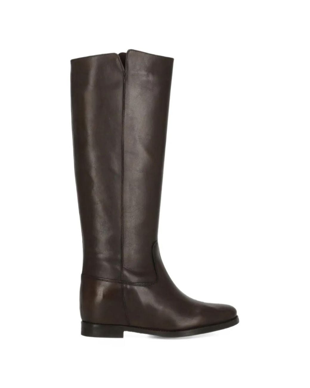 Julie Dee Black Leather Knee-High Boots