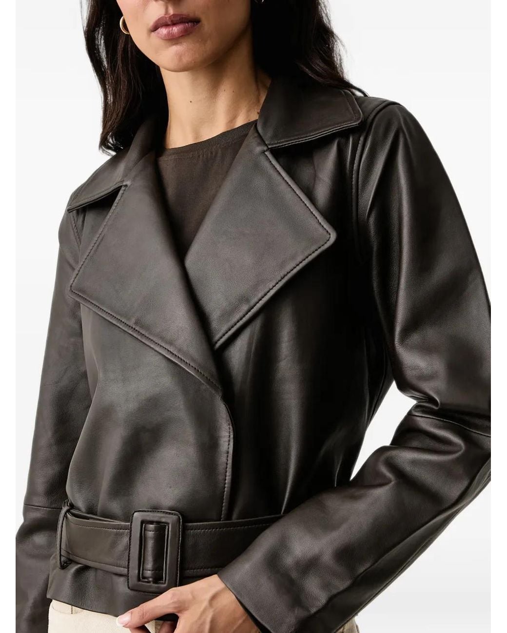 Mos Mosh Black Lasco Belted Leather Jacket