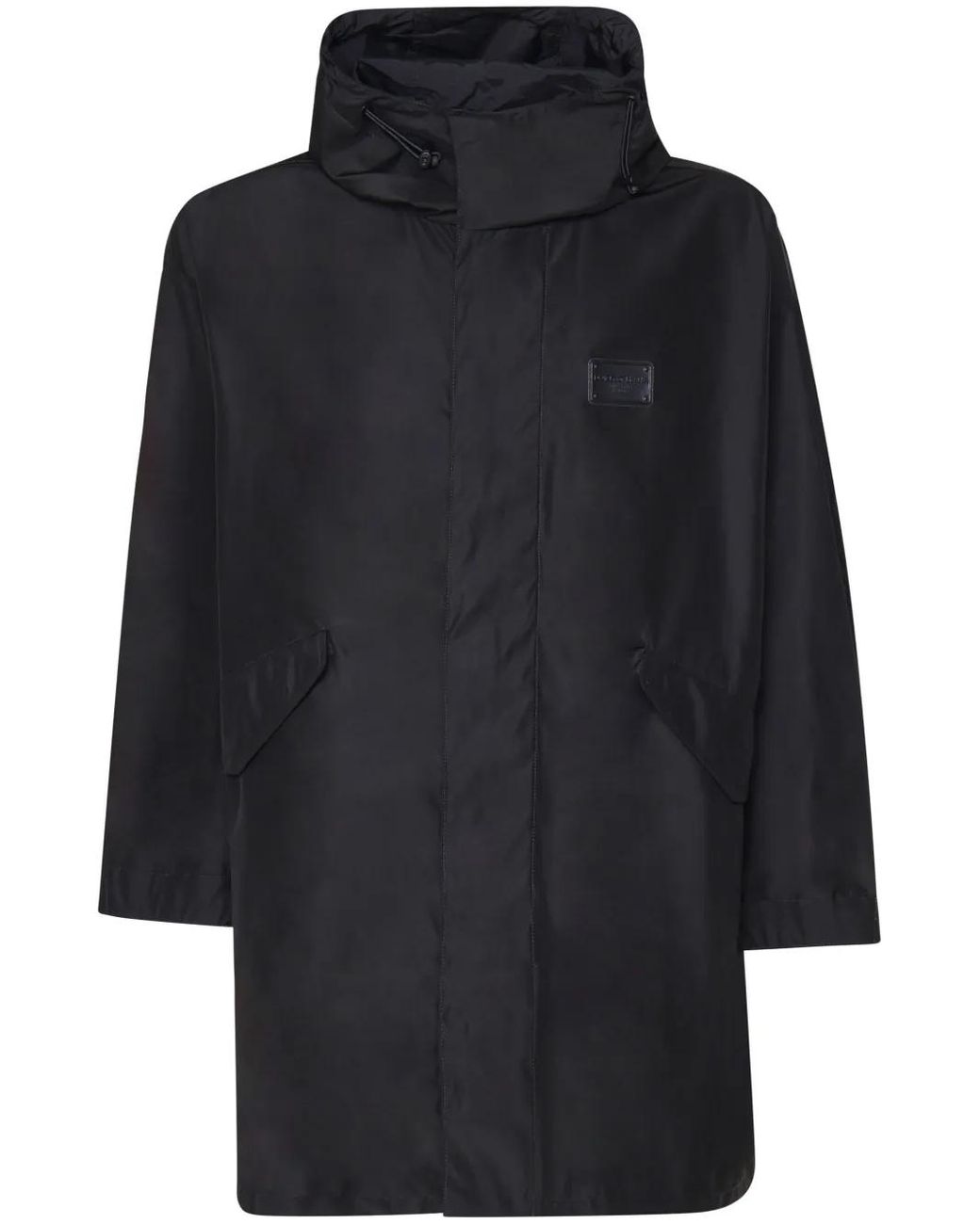 Dolce & Gabbana Blue Logo-Plaque Parka for men