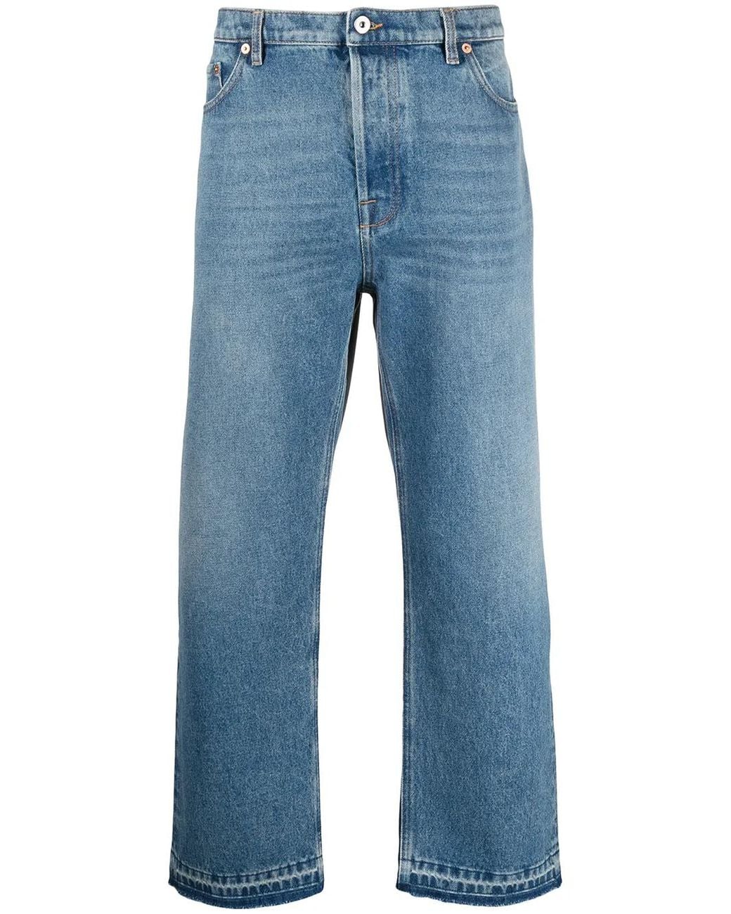 Valentino Garavani Blue Dual Material Denim Trousers for men
