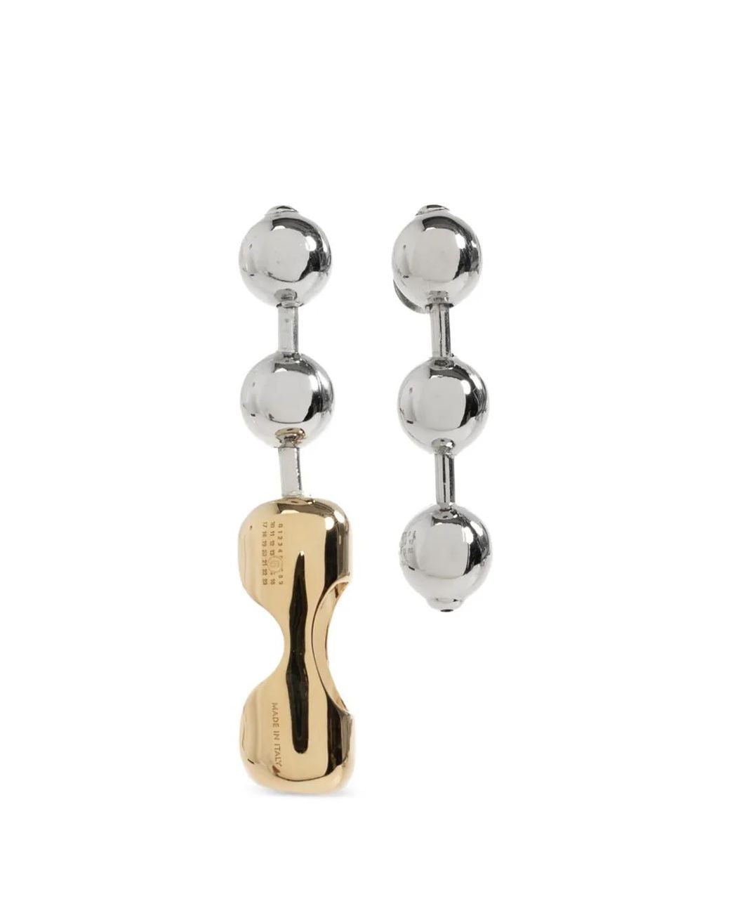 MM6 by Maison Margiela White Two-Tone Orb Drop Earrings for men