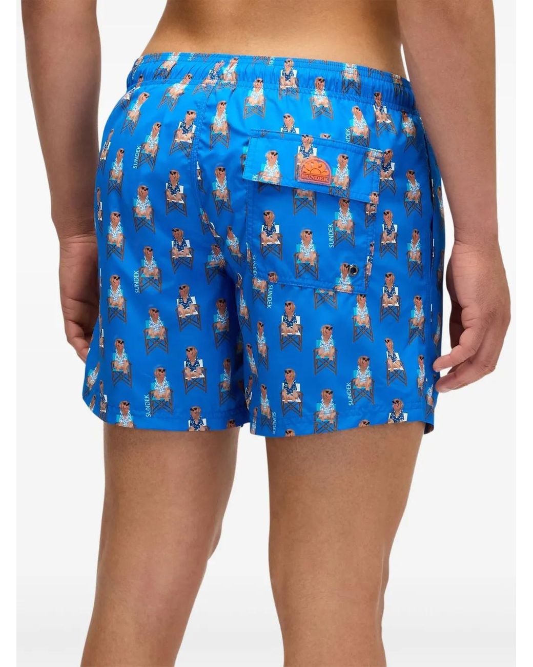 Sundek Blue X Pelo Foundation Dog-Print Swim Shorts for men