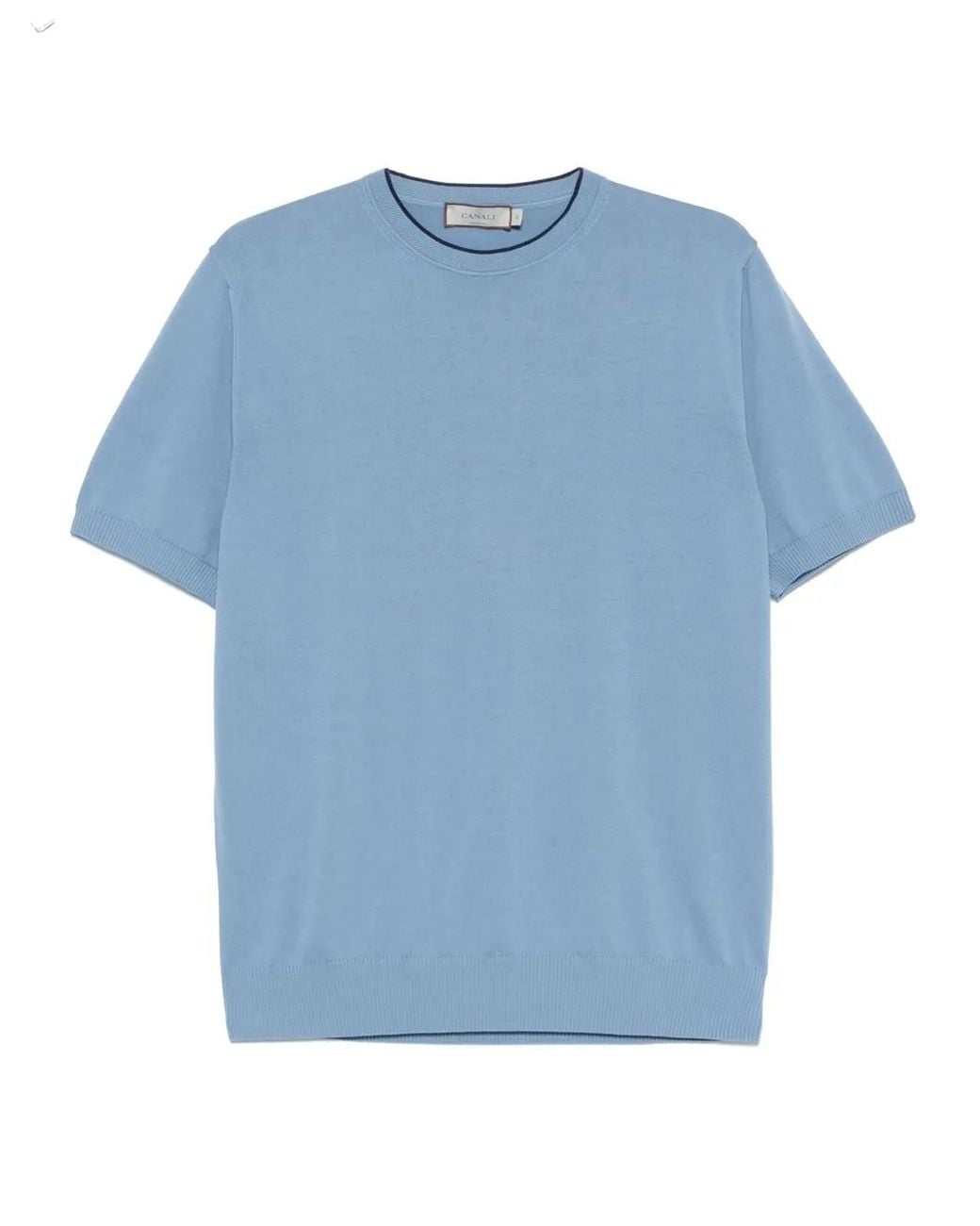 Canali Blue Fine-Knit T-Shirt for men