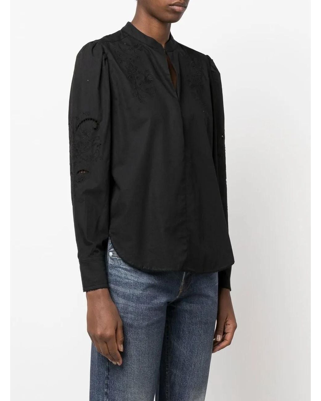 Rag & Bone Black Jade Long-Sleeve Blouse