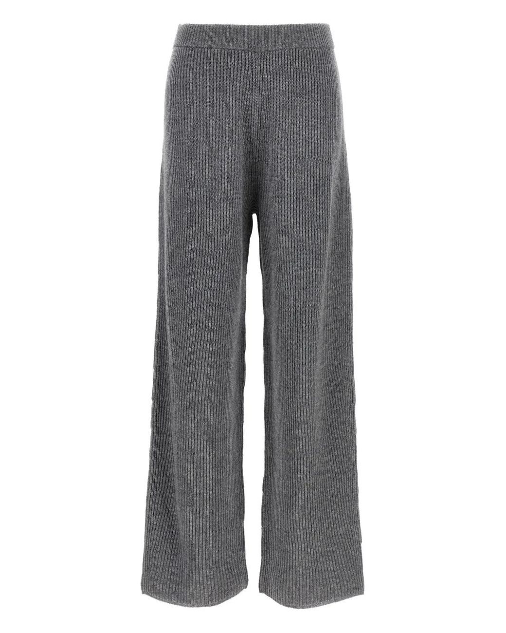 Sportmax Gray Ribbed Straight Trousers