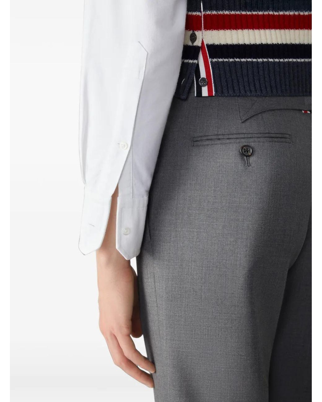 Thom Browne Blue Wool Cricket Rwb Stripe Baby Cable Vest for men