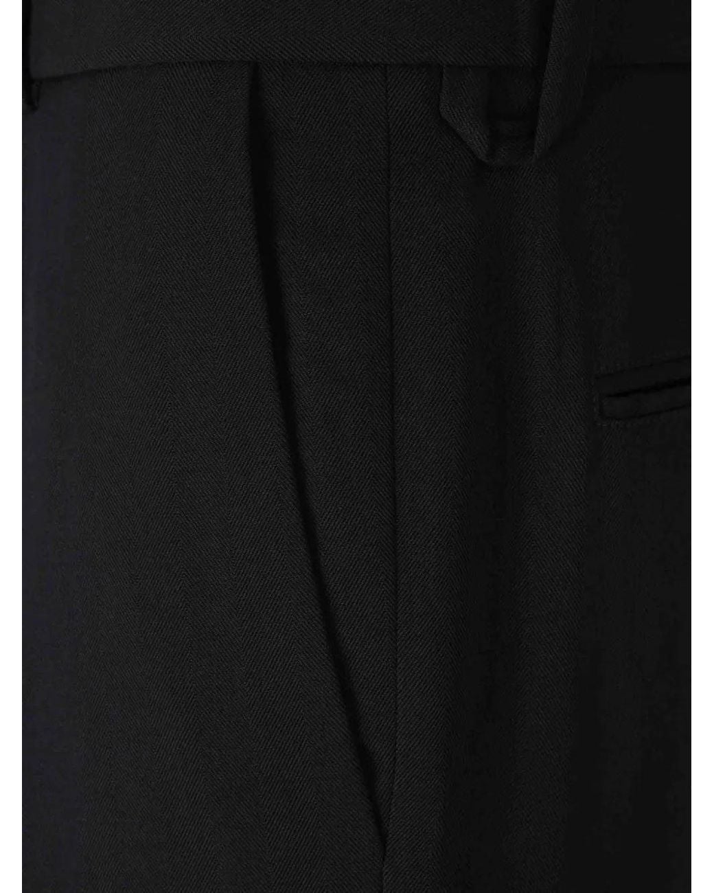 Jacquemus Black Pleated Herringbone Trousers for men