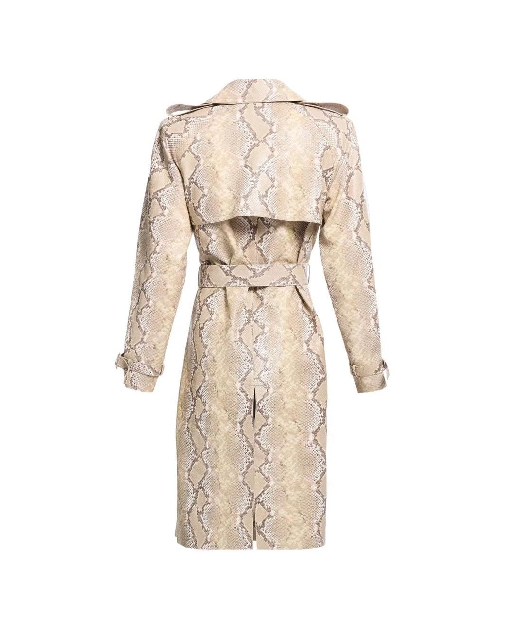 Elie Saab Natural Python-Print Double-Breasted Coat