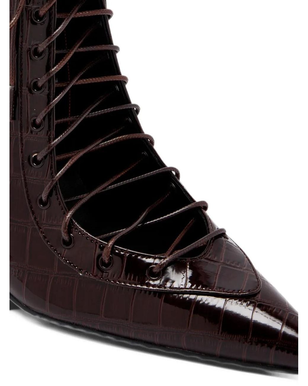 Femme LA Black Salem Croc-Effect Lace-Up Boots