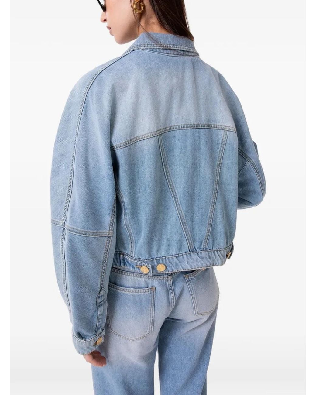 Gaelle Paris Cropped Button-Up Denim Jack in het Blue