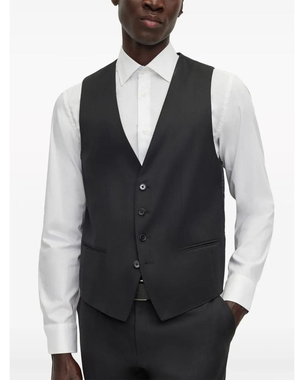 Boss Black Single-Breasted Tailored Waistcoat for men
