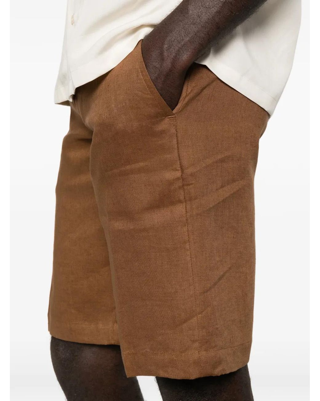 Entre Amis Brown Tk Pressed-Crease Bermuda Shorts for men