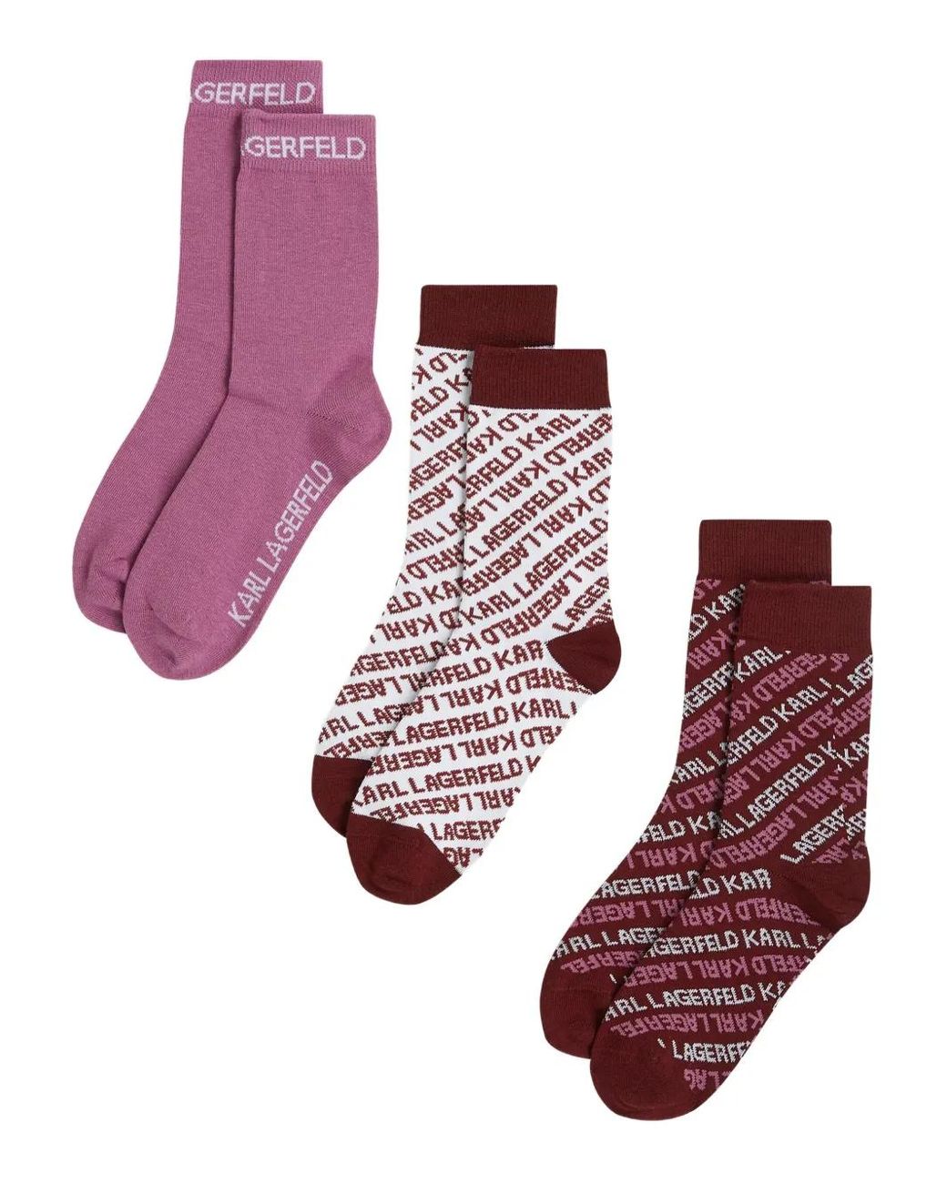 Karl Lagerfeld Purple All-Over Logo Socks (Pack Of Three)
