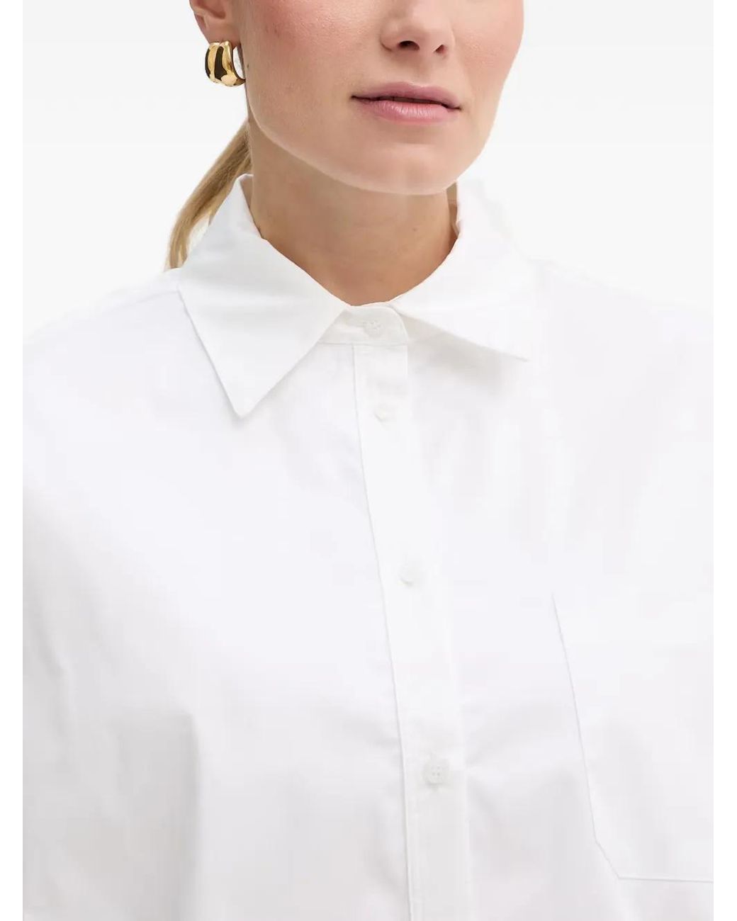 Fracomina White Chemise À Poche Poitrine