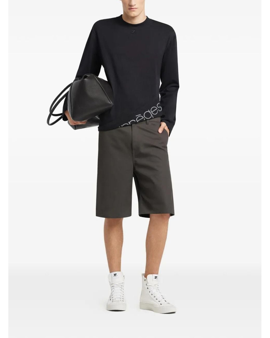 Courreges Gray Hammer Button-Fastening Pockets Shorts for men