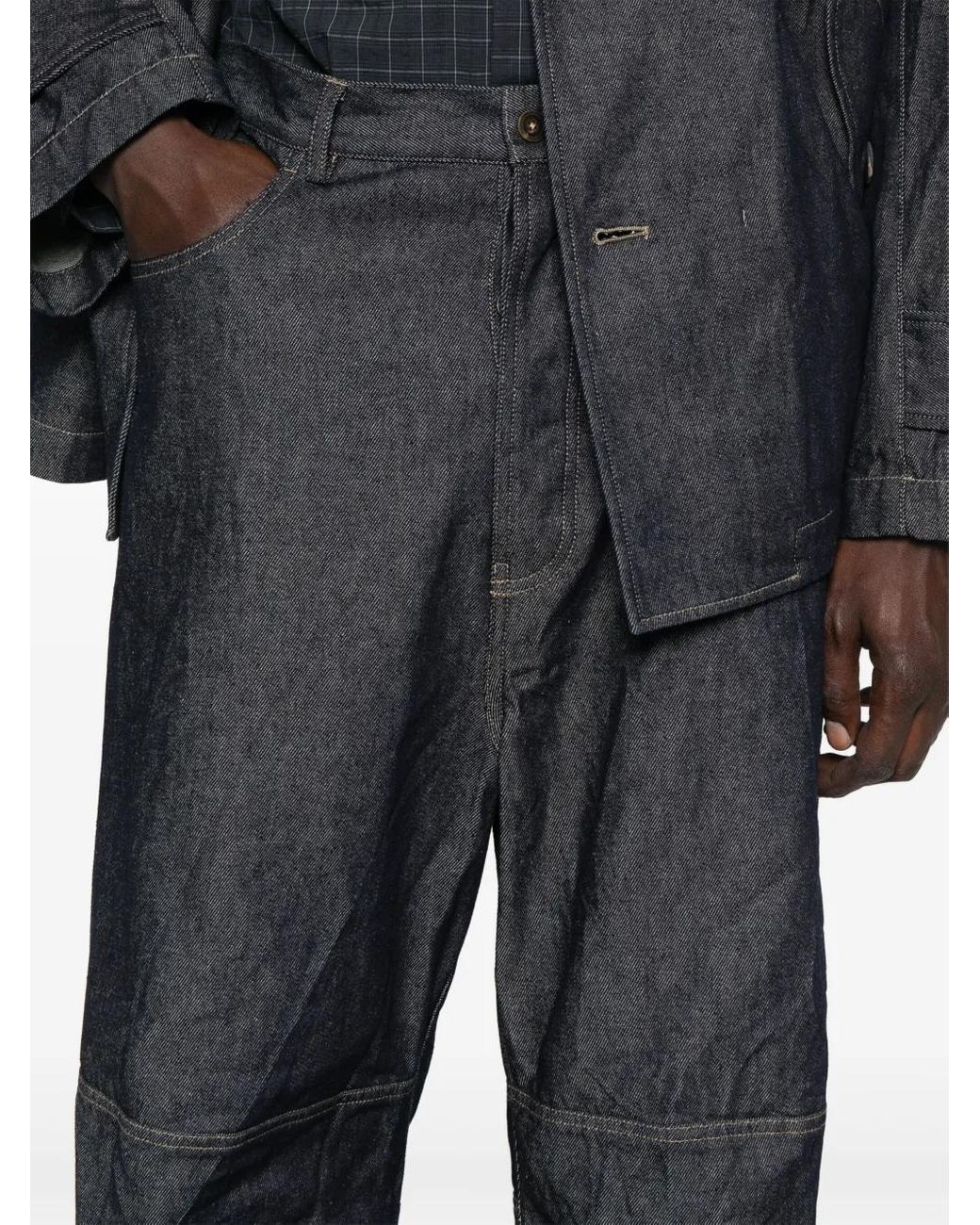 Forme D'expression Blue Contrasting-Stitching Jeans for men