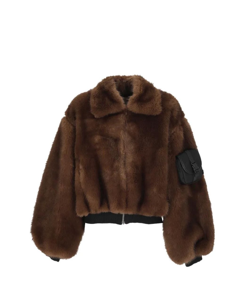Coperni Brown Faux-Fur Pocket-Detail Jacket