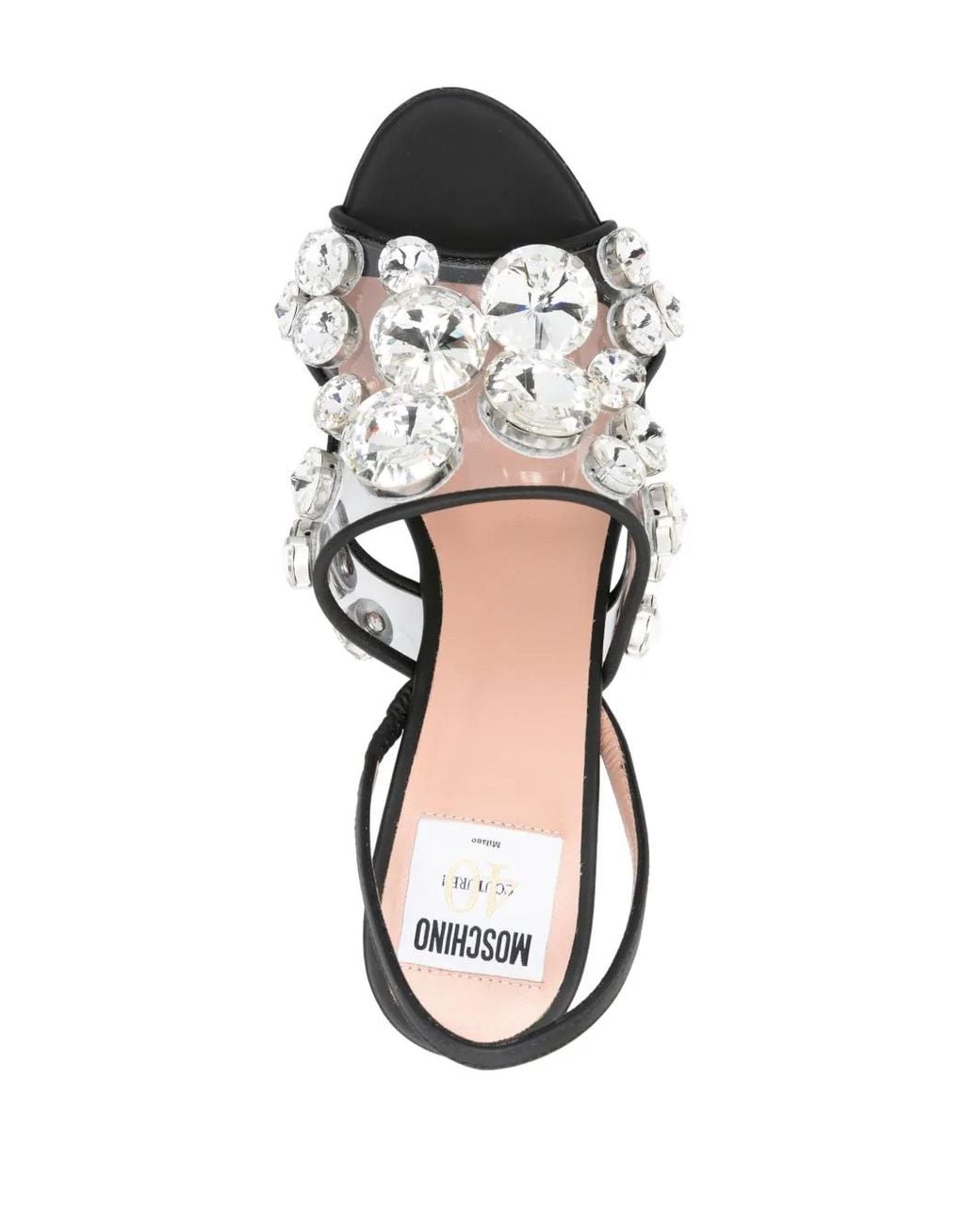 Moschino White Transparent Crystal Embellished Sandals