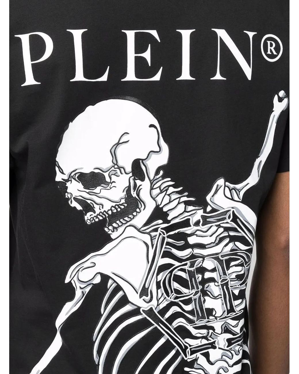 Philipp Plein Black Skeleton Print T-Shirt for men