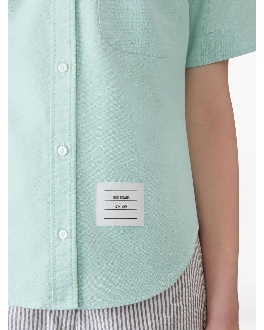 Thom Browne Blue Oxford Short Sleeve Shirt