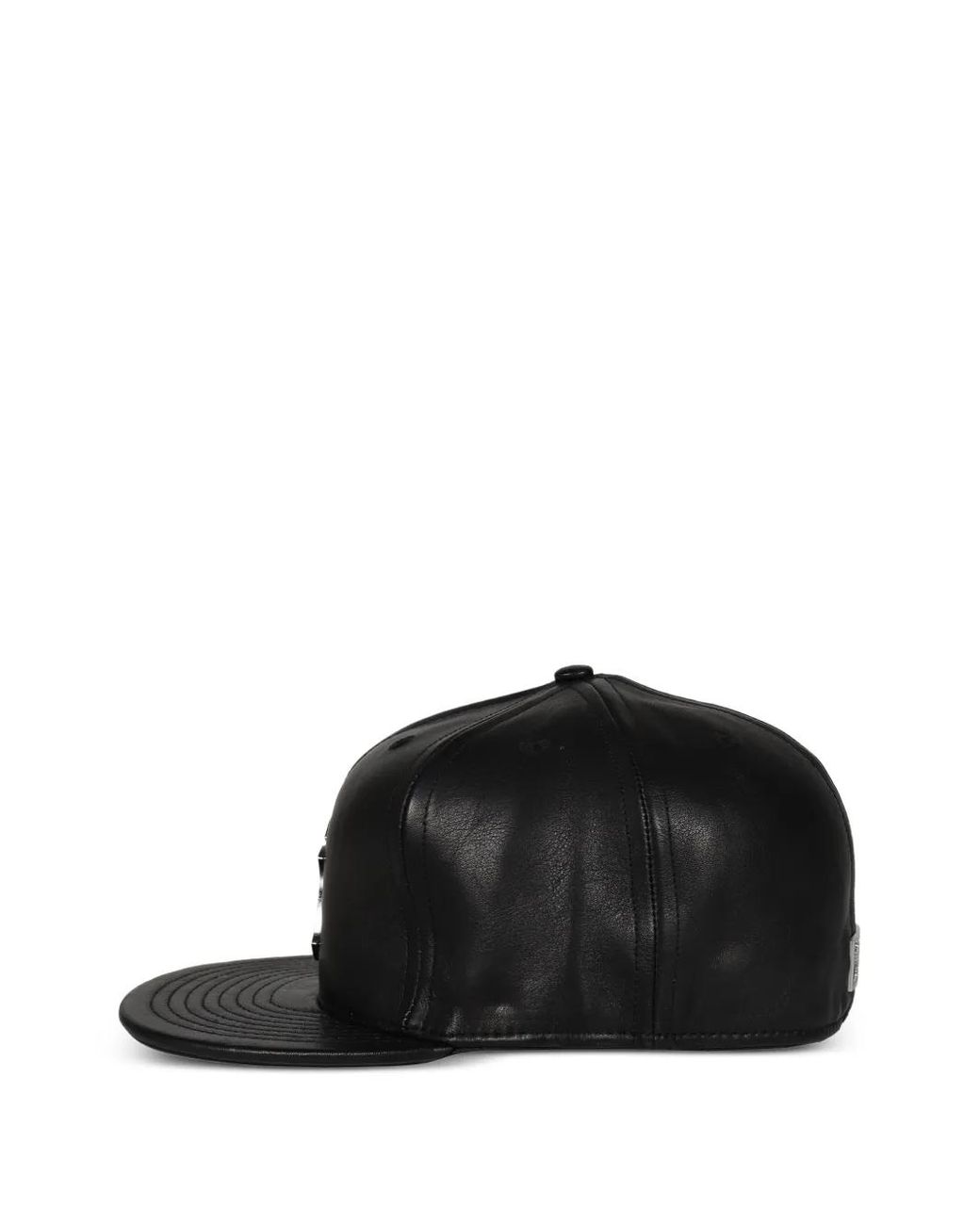 Earthling Collective Black Logo-Plaque Leather Cap for men