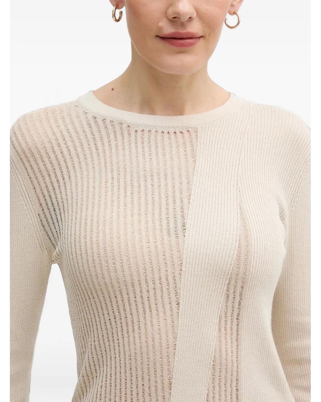 Sisley Blue Ribbed Ladder-Stitch Sweater