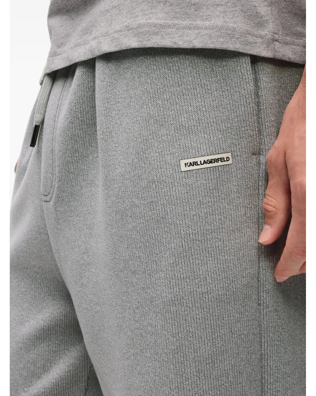 Karl Lagerfeld Gray Pantalon De Jogging Côtelé À Logo for men