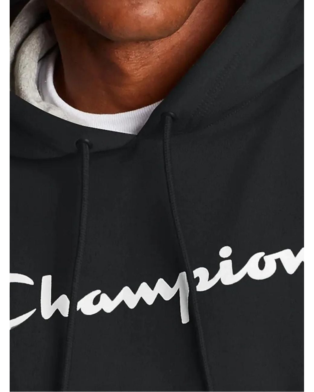 Champion Black Script Logo Powerblend Hoodie for men