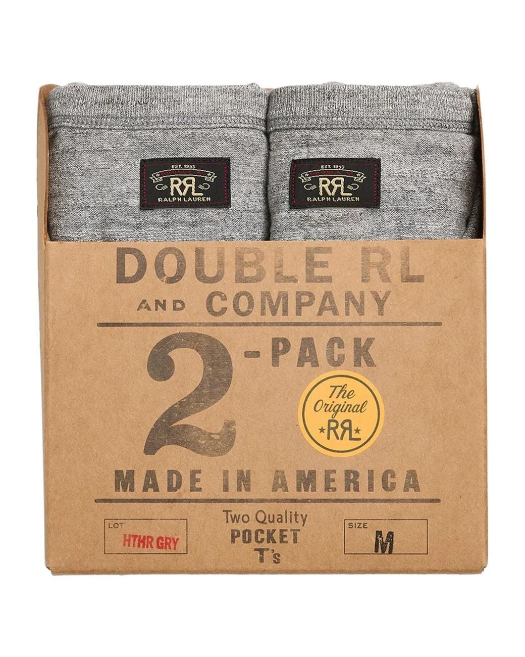 RRL Gray Cotton T-Shirts (Pack Of Two) for men