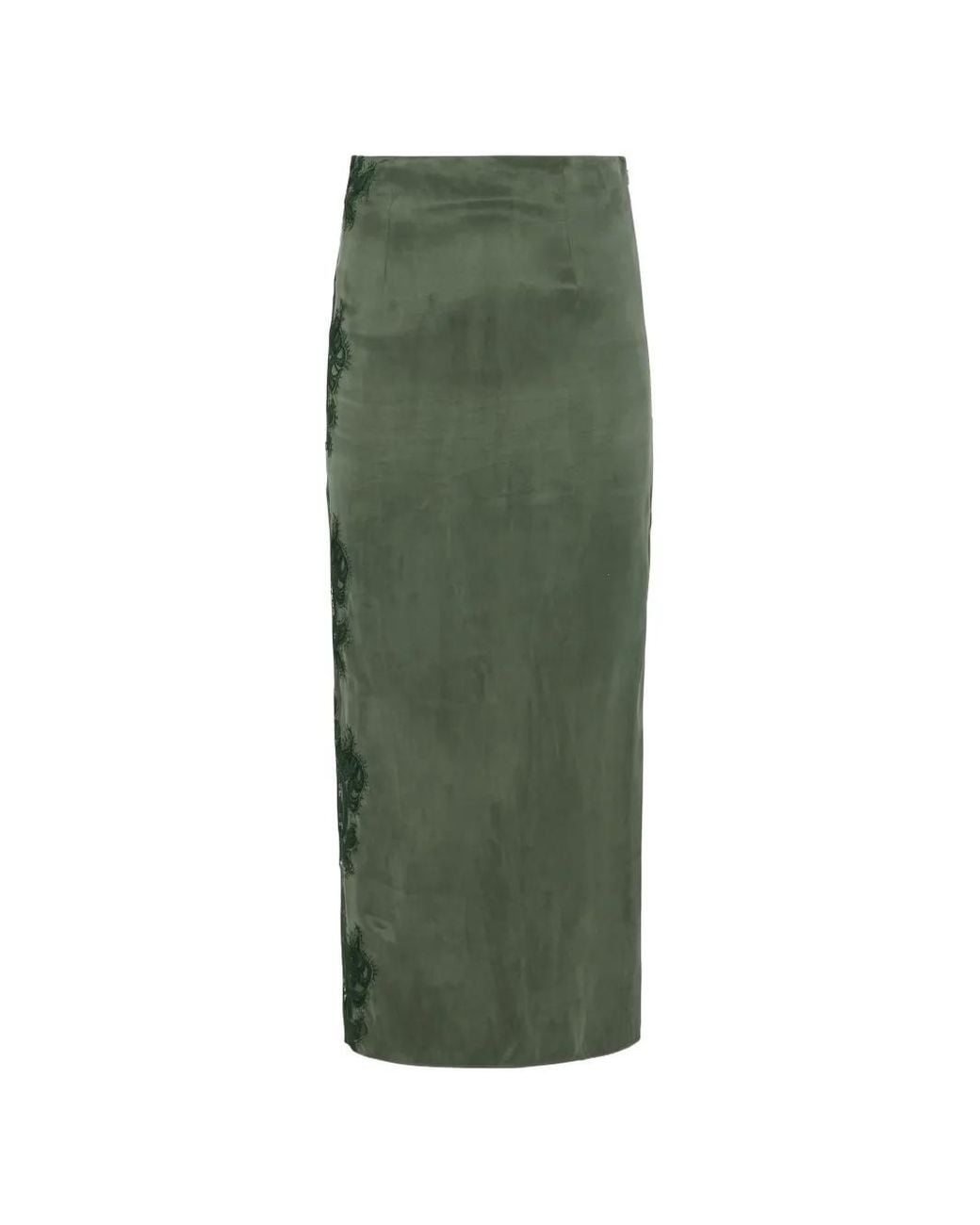 Hevron Green Nerida Lace-Trim Maxi Skirt
