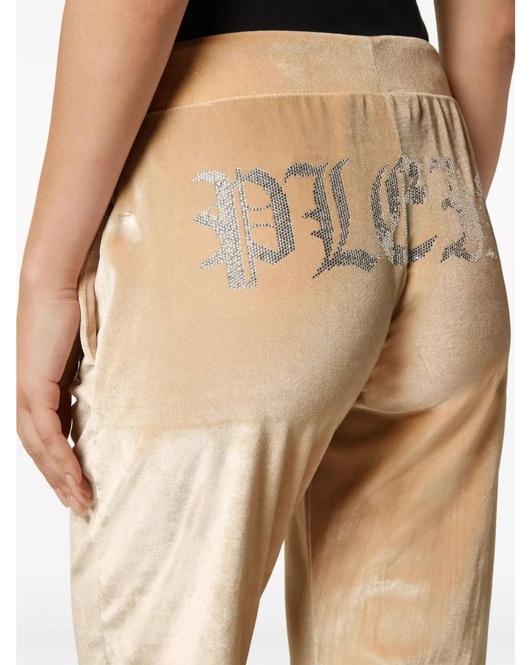 Philipp Plein Natural Gothic Plein Velour Track Pants
