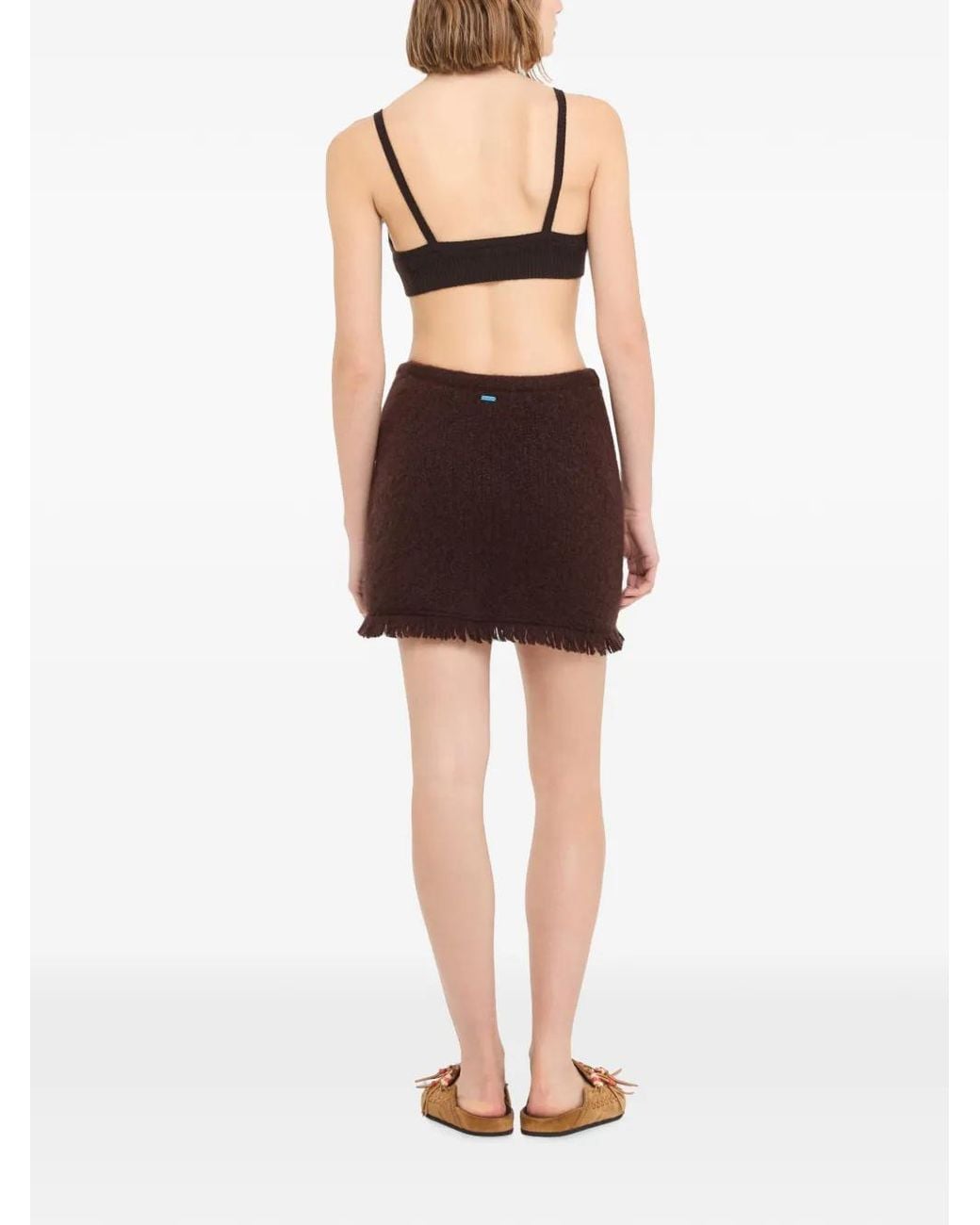 Falda Corta Con Flecos Alanui de color Brown