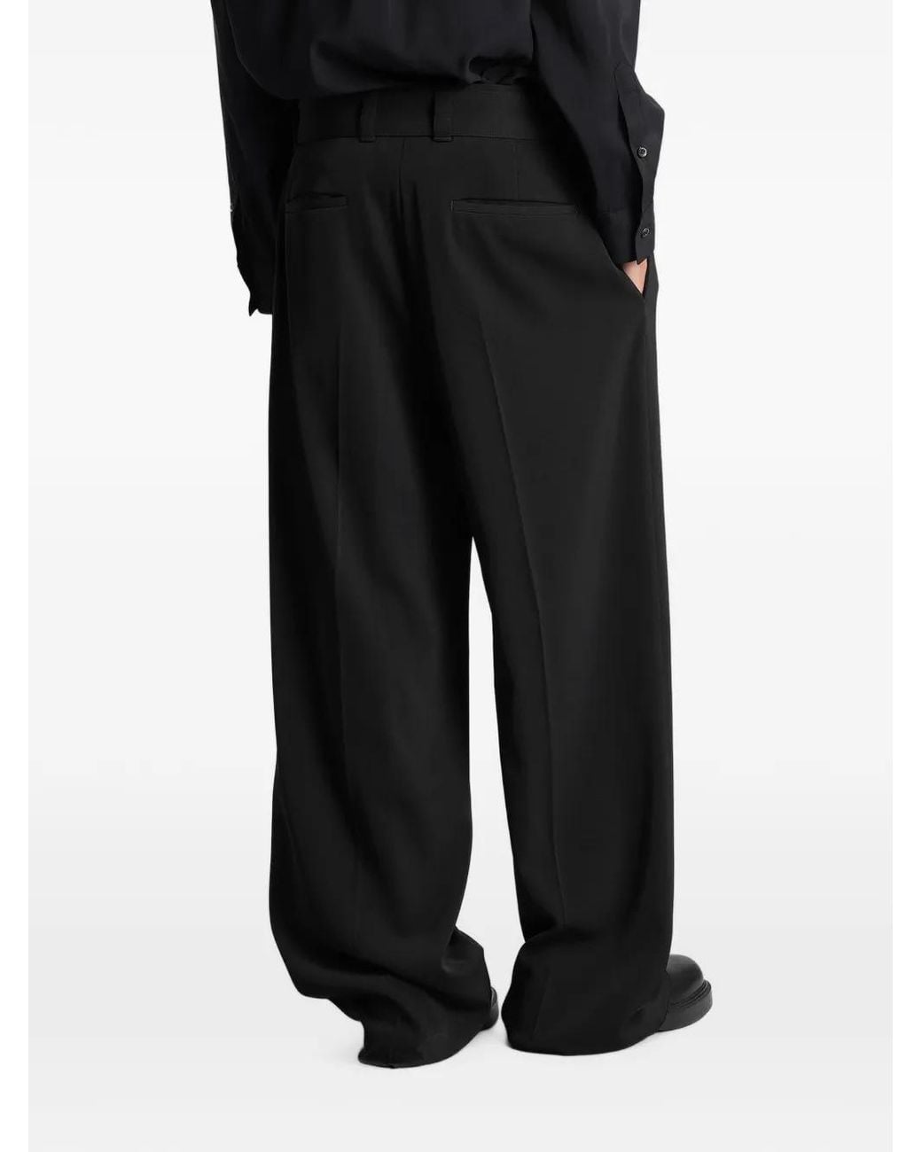 Emporio Armani Black Belted Pleated Trousers for men