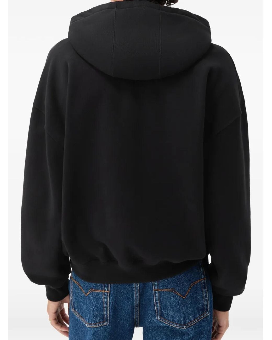 Versace Black Logo-Patch Drawstring Hoodie for men