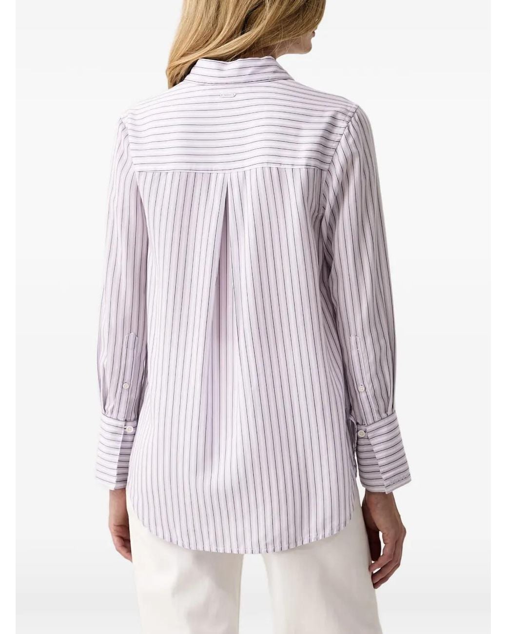 Barbour Purple Evangeline Vertical-Stripe Long-Sleeved Shirt