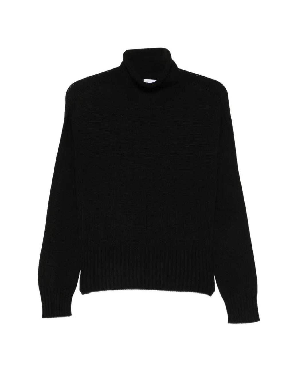 AROVESCIO Black Roll-Neck Ribbed-Trim Sweater