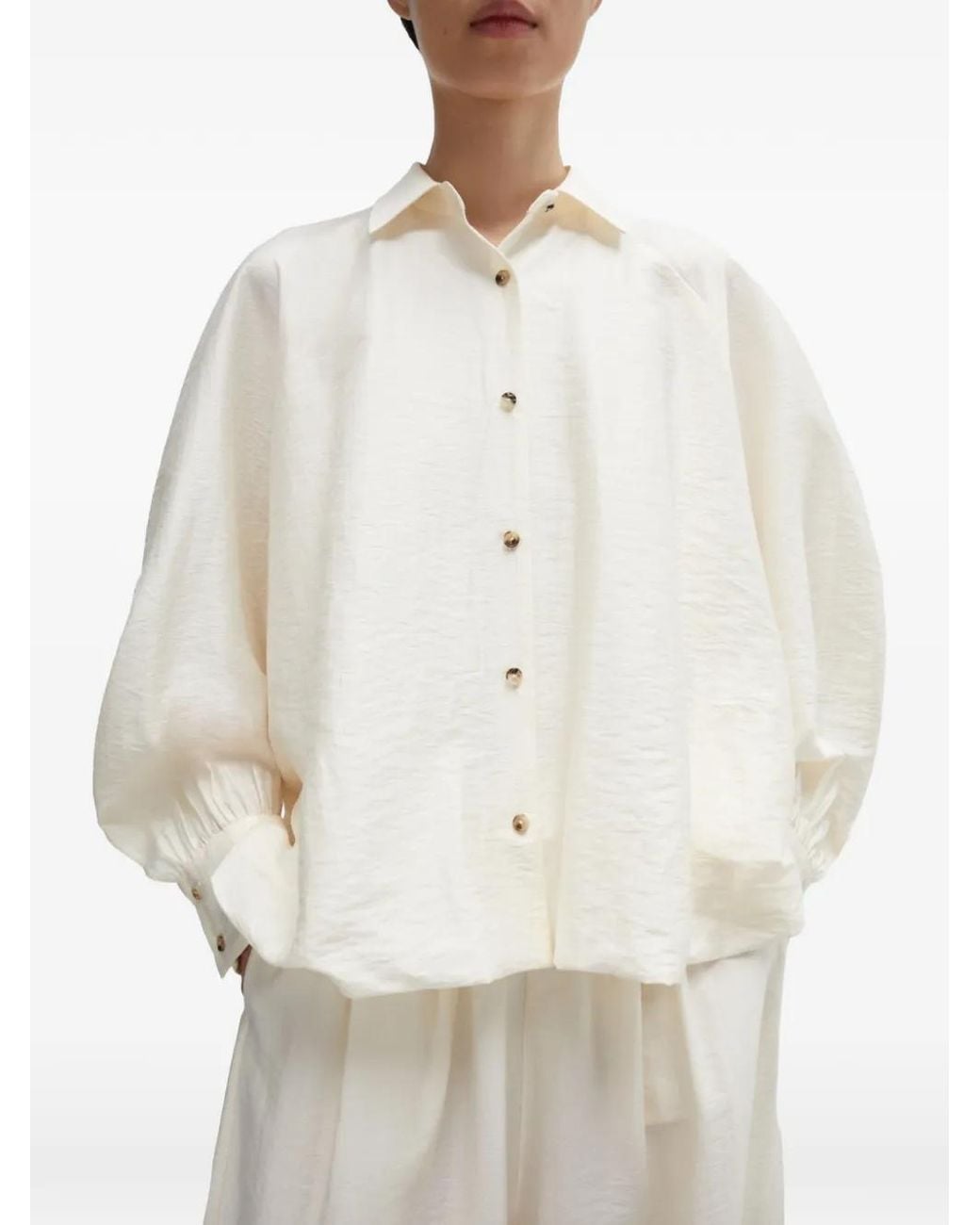 Camisa Balloon Cordera de color White