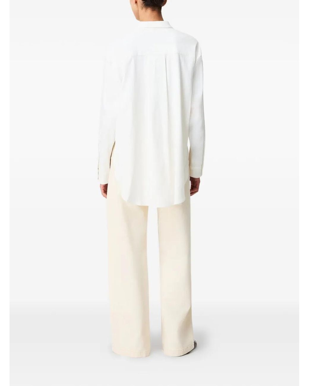 Another Tomorrow White Pleat-Back Hemp-Blend Shirt