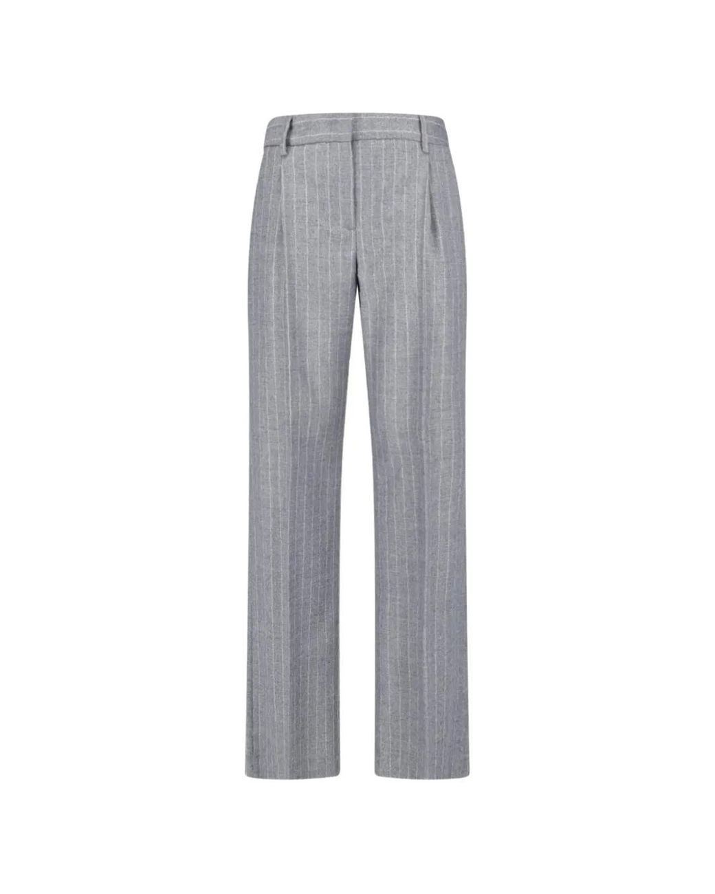 Lardini Gray Pinstripe-Pattern Straight Trousers