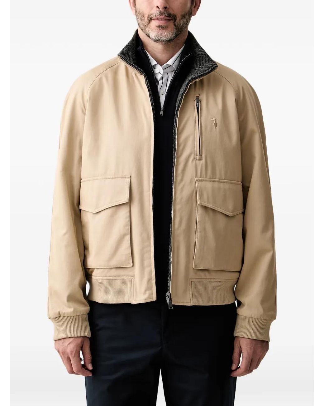 Trussardi Natural Veste Réversible À Motif De Chevrons for men