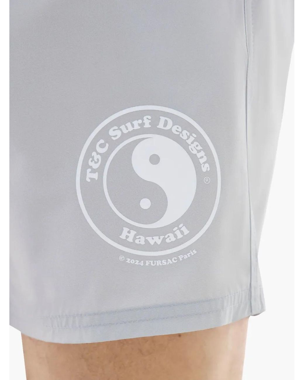 Fursac Gray Logo-Print Swim Shorts for men