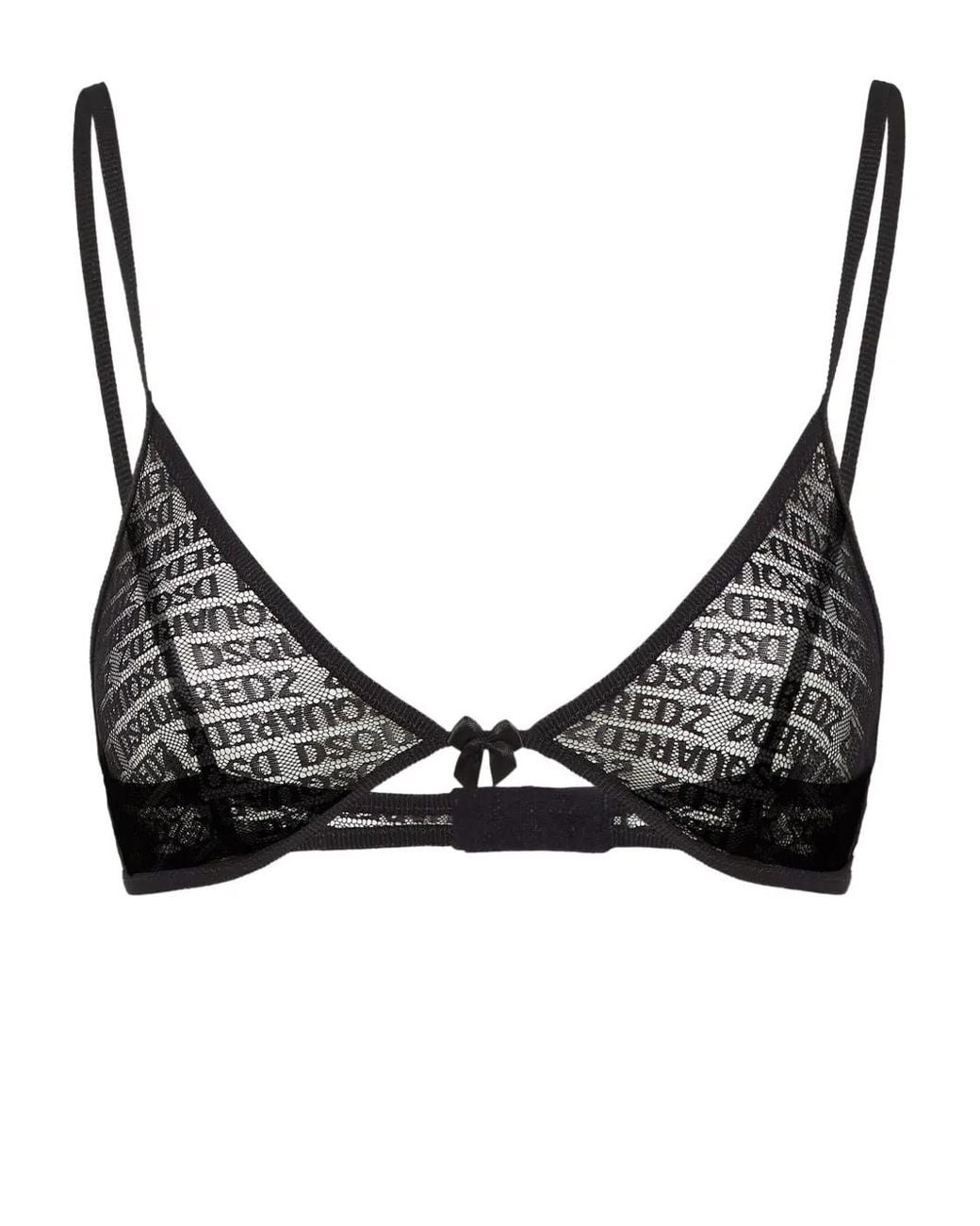 DSquared² Black All-Over Logo Bra