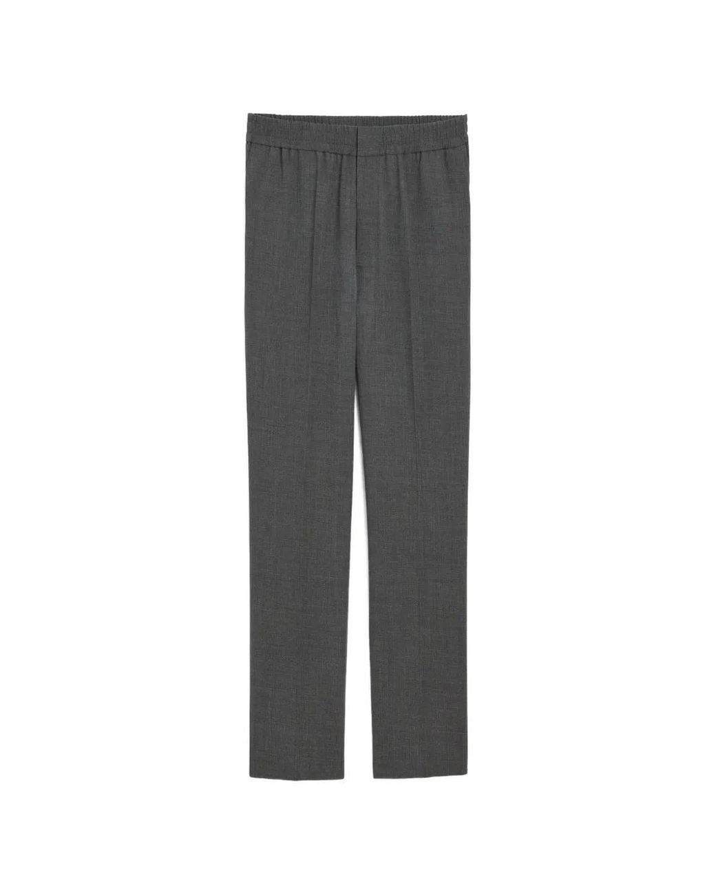 AMI Gray Elasticated-Waist Wool Trousers for men