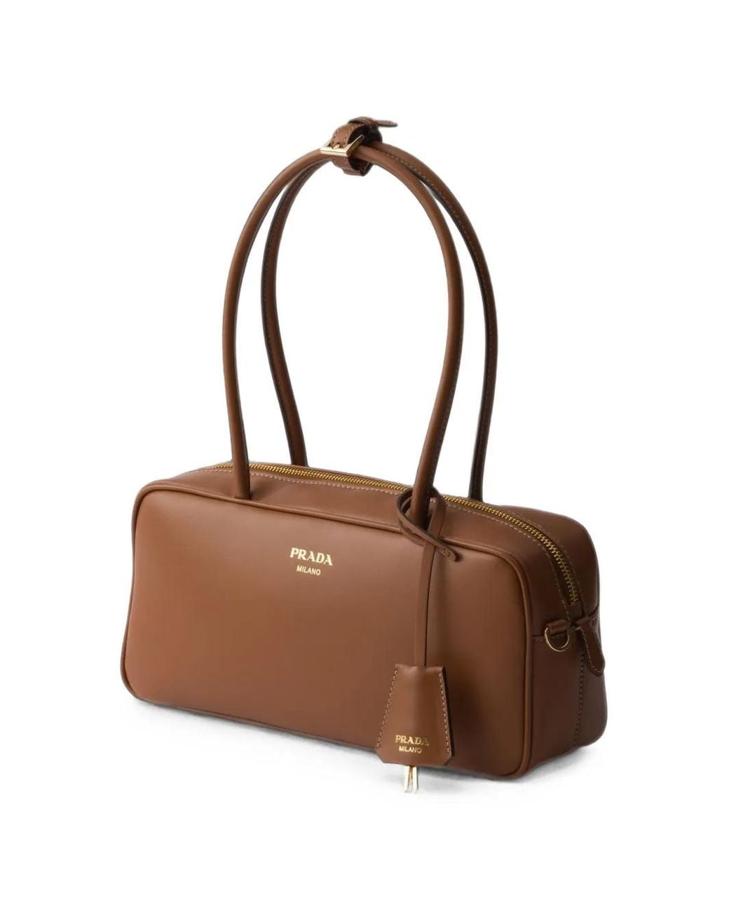 Prada Brown Medium Leather Top-Handle Bag